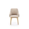 Scaun tapitat living/sufragerie Halmar Toledo 2, cadru lemn, stil clasic, 57x56x86x47cm, catifea, crem