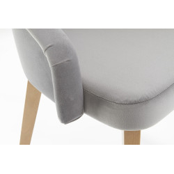 Scaun tapitat living/sufragerie Halmar Toledo 2, cadru lemn, stil clasic, 57x56x86x47cm, catifea, gri deschis