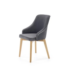 Scaun tapitat living/sufragerie Halmar Toledo 2, cadru lemn, stil clasic, 57x56x86x47cm, catifea, gri inchis