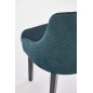 Scaun living Halmar Toledo 3, cadru lemn, stil clasic, spatar matlasat, 57x56x86x47 cm, tapiterie catifea verde