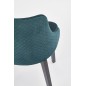 Scaun living Halmar Toledo 3, cadru lemn, stil clasic, spatar matlasat, 57x56x86x47 cm, tapiterie catifea verde