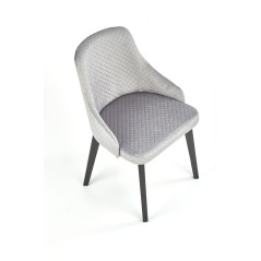 Scaun tapitat living/sufragerie Halmar Toledo 3, cadru lemn, stil clasic, spatar matlasat, 57x56x86x47cm, catifea, gri