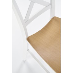 Scaun dining/bucatarie Halmar Tutti, cadru lemn, stil scandinav, 44x56x90x45cm, lemn, alb/maro
