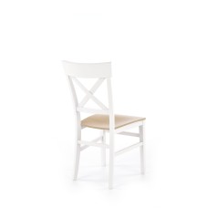 Scaun dining/bucatarie Halmar Tutti, cadru lemn, stil scandinav, 44x56x90x45cm, lemn, alb/maro