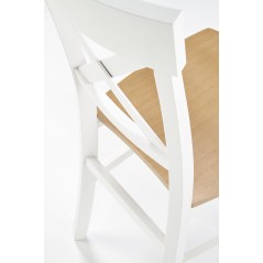 Scaun dining/bucatarie Halmar Tutti, cadru lemn, stil scandinav, 44x56x90x45cm, lemn, alb/maro