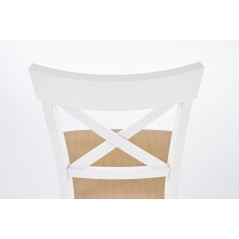 Scaun dining/bucatarie Halmar Tutti, cadru lemn, stil scandinav, 44x56x90x45cm, lemn, alb/maro