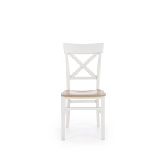 Scaun dining/bucatarie Halmar Tutti, cadru lemn, stil scandinav, 44x56x90x45cm, lemn, alb/maro