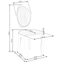 Scaun dining/bucatarie Halmar Velo, cadru lemn, stil clasic, 44x53x96x47cm, lemn, alb/gri