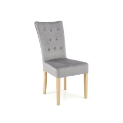 Scaun tapitat living/sufragerie Halmar Vermont, cadru lemn, stil clasic, 48x69x98x48cm, catifea, gri
