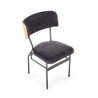 Scaun tapitat living/sufragerie Halmar Smart, cadru metal, stil scandinav, 50x53x82cm, catifea, negru