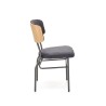 Scaun tapitat living/sufragerie Halmar Smart, cadru metal, stil scandinav, 50x53x82cm, catifea, negru