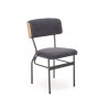 Scaun tapitat living/sufragerie Halmar Smart, cadru metal, stil scandinav, 50x53x82cm, catifea, negru