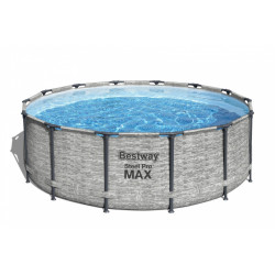 Piscina cadru metalic, diametru 427 cm, scara acces, husa protectie, design piatra
