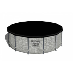 Piscina cadru metalic, diametru 427 cm, scara acces, husa protectie, design piatra