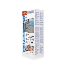 Piscina cadru metalic, diametru 427 cm, scara acces, husa protectie, design piatra