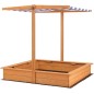 Lada de nisip cu acoperis ajustabil, 118x118x118 cm, lemn de brad, natur Lada de nisip cu acoperis ajustabil, 118x118x118 cm, lemn de brad, natur