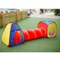 Cort de joaca pentru copii, 3 in 1, pliabil, tunel legatura, 300x80x86 cm, poliester, geanta transport