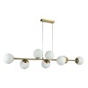 Lustra suspendata LED Bali, 8 becuri, diametru baza 20x5 cm, 35W, 110-240V, E27, IP20, alb/auriu