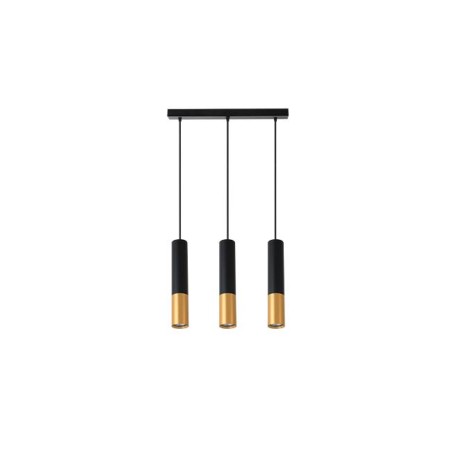 Lustra suspendata LED Keon, 3 pendule, diametru baza 39x4x2,5 cm, 35W, GU10, IP20, negru/auriu