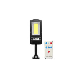 Lampa solara LED stradala, autonomie 6-8h, telecomanda, IP44, 6500K, 300lm, 10W, 100 surse, negru