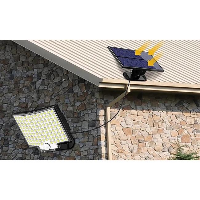 Proiector solar cu telecomanda, 108 LED-uri 6500K, 500lm, 10W, negru