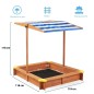 Lada de nisip cu acoperis ajustabil, 118x118x118 cm, lemn de brad, natur Lada de nisip cu acoperis ajustabil, 118x118x118 cm, lemn de brad, natur