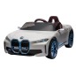 Masinuta electrica BMW I4, 2X25W, Bluetooth, MP3, lumini LED fata-spate, suspensii, roti spuma EVA, scaun maro Masinuta electrica BMW I4, 2X25W, Bluetooth, MP3, lumini LED fata-spate, suspensii, roti spuma EVA, scaun maro