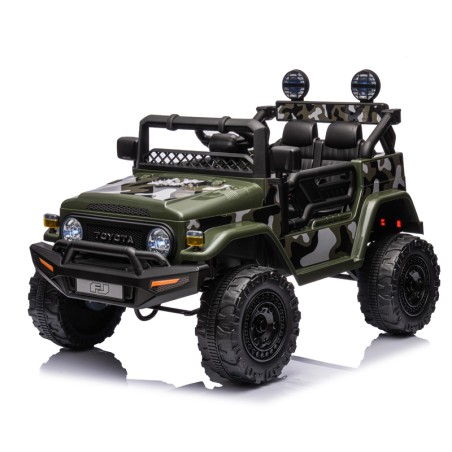 Masinuta electrica pentru copii, Toyota Fj Cruiser, 2 locuri, centura, MP3, USB, Bluetooth, faruri, suspensii, roti EVA, verde