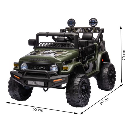 Masinuta electrica pentru copii, Toyota Fj Cruiser, 2 locuri, centura, MP3, USB, Bluetooth, faruri, suspensii, roti EVA, verde