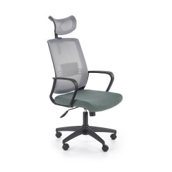 Scaun birou ergonomic Halmar Arsen, inaltime reglabila 113-124cm, suport lombar, textil/plasa, verde/gri