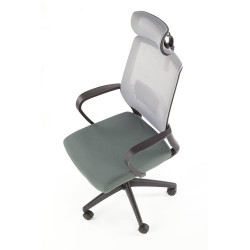 Scaun birou ergonomic Halmar Arsen, inaltime reglabila 113-124cm, suport lombar, textil/plasa, verde/gri