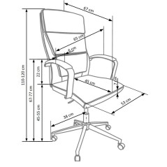 Scaun directorial Halmar Aurelius, inaltime reglabila 110-120cm, functie balansare, functie blocare, piele, alb/argintiu