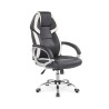 Scaun directorial Halmar Barton, inaltime reglabila 115-123cm, roti cauciucate, piele, negru/alb