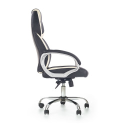 Scaun directorial Halmar Barton, inaltime reglabila 115-123cm, roti cauciucate, piele, negru/alb