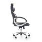 Scaun directorial Barton, reglare inaltime 115-123 cm, metalic, roti cauciucate, functie balansare, blocare, piele, negru/alb