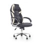 Scaun directorial Barton, reglare inaltime 115-123 cm, metalic, roti cauciucate, functie balansare, blocare, piele, negru/alb
