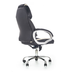 Scaun directorial Halmar Barton, inaltime reglabila 115-123cm, roti cauciucate, piele, negru/alb
