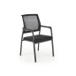 Scaun de conferinta Bergen, baza metal, sezut textil, spatar mesh, suporturi antiderapante, 58x60x90x46 cm, negru