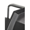 Scaun dining/bucatarie Halmar Bergen, sezut textil, spatar plasa, suporturi antiderapante, 58x60x90x46cm, metal/textil, negru