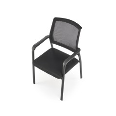 Scaun dining/bucatarie Halmar Bergen, sezut textil, spatar plasa, suporturi antiderapante, 58x60x90x46cm, metal/textil, negru