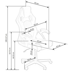 Scaun gaming Halmar Berkel, inaltime reglabila 108-117cm, functie balansare, functie blocare, piele, negru/rosu