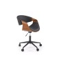 Scaun birou rotativ Bilbo, inaltime reglabila 72-82 cm, design scandinav, baza metal, piele eco si placaj, maro/negru