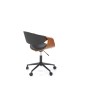Scaun birou rotativ Bilbo, inaltime reglabila 72-82 cm, design scandinav, baza metal, piele eco si placaj, maro/negru