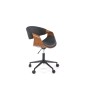 Scaun birou rotativ Bilbo, inaltime reglabila 72-82 cm, design scandinav, baza metal, piele eco si placaj, maro/negru