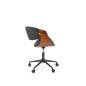 Scaun birou rotativ Bilbo, inaltime reglabila 72-82 cm, design scandinav, baza metal, piele eco si placaj, maro/negru