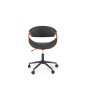 Scaun birou rotativ Bilbo, inaltime reglabila 72-82 cm, design scandinav, baza metal, piele eco si placaj, maro/negru