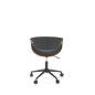 Scaun birou rotativ Bilbo, inaltime reglabila 72-82 cm, design scandinav, baza metal, piele eco si placaj, maro/negru