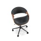 Scaun birou rotativ Bilbo, inaltime reglabila 72-82 cm, design scandinav, baza metal, piele eco si placaj, maro/negru