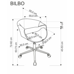 Scaun birou Halmar Bilbo, inaltime reglabila 72-82cm, baza metal, stil modern, piele, maro/negru