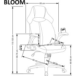 Scaun gaming Halmar Bloom, inaltime reglabila 110-120cm, cotiere reglabile, textil, roz/negru